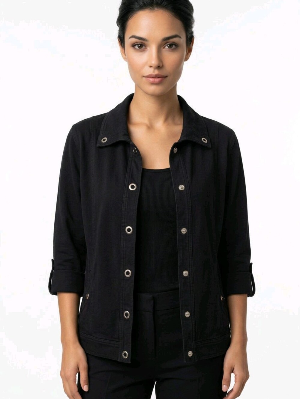 Black Snap Front Jacket L